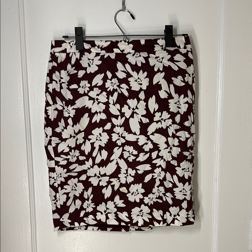 Loft Pencil Skirt - Burgundy and White